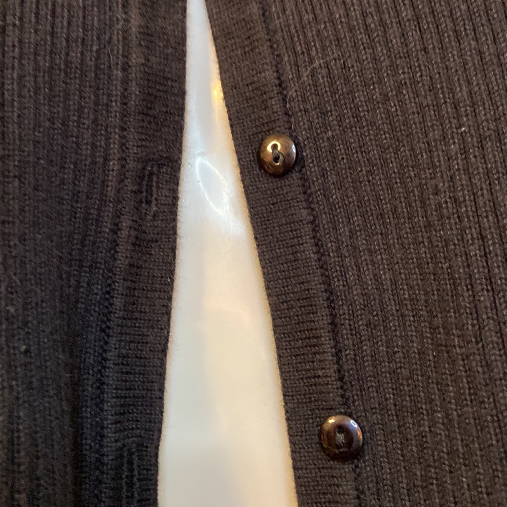 Black Ribbed Button Down Sweater - Picture 2 of 5